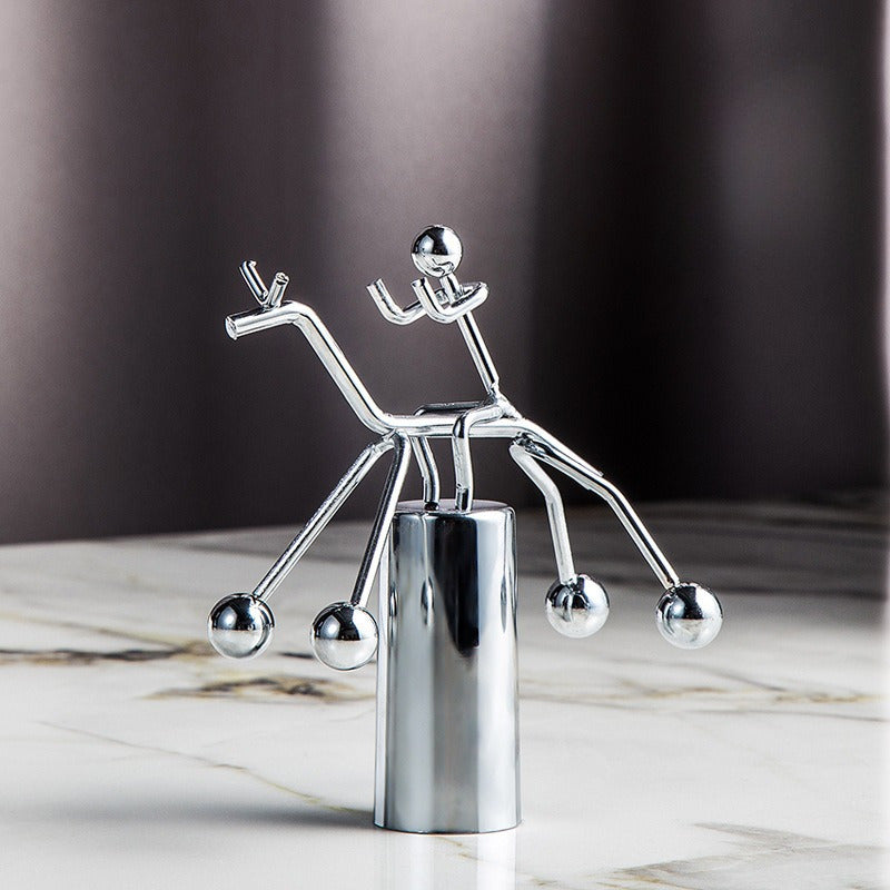 Tnessential Creative Metal Balance for Man on Horseback Figurine 3D Decor