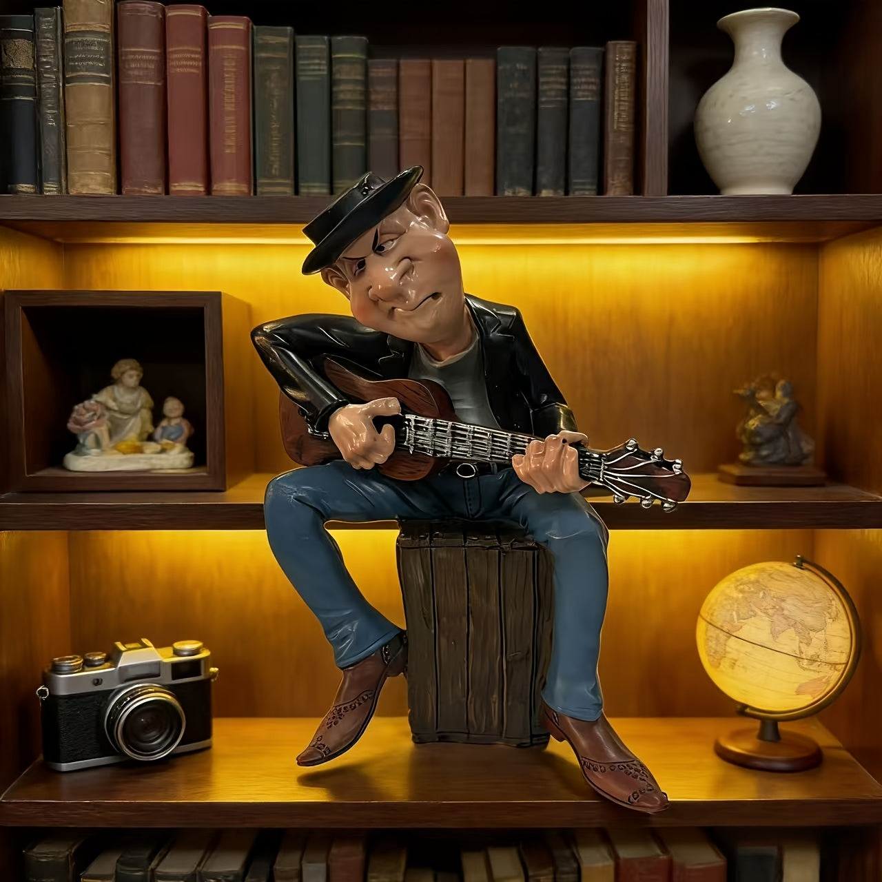 Tnessential Whimsical Guitarist Statue Figurine 3D Decor