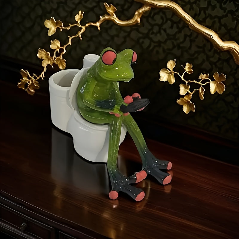 Tnessential Quirky Frog Statue for Toilet 3D Decor