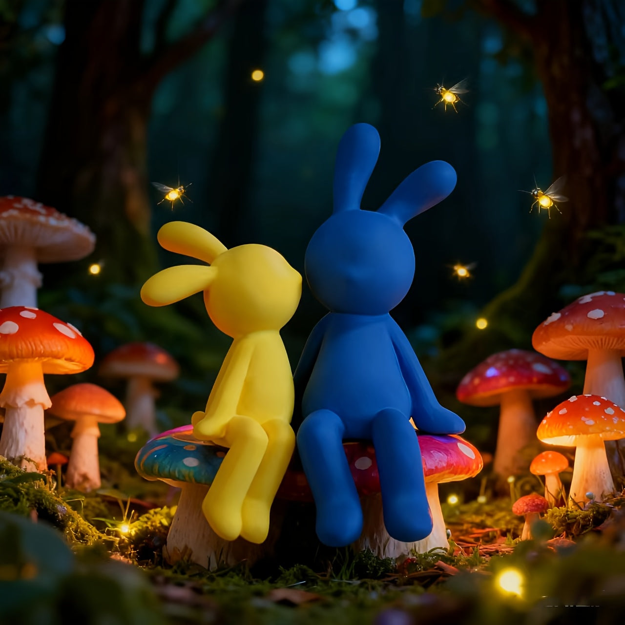 Tnessential Creative Couple Rabbit Figurine 3D Decor