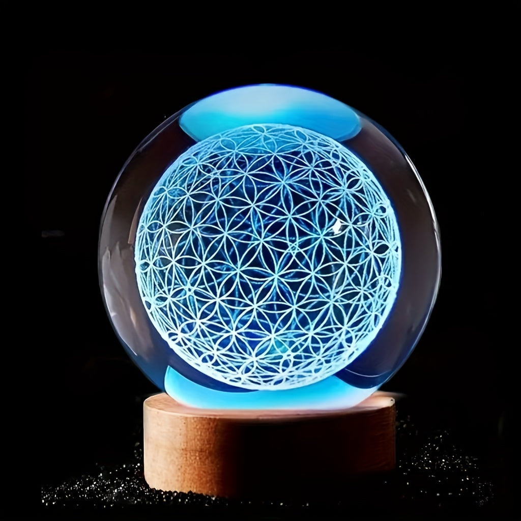 Tnessential USB Powered 3D Flower of Life Crystal Ball 3D Decor