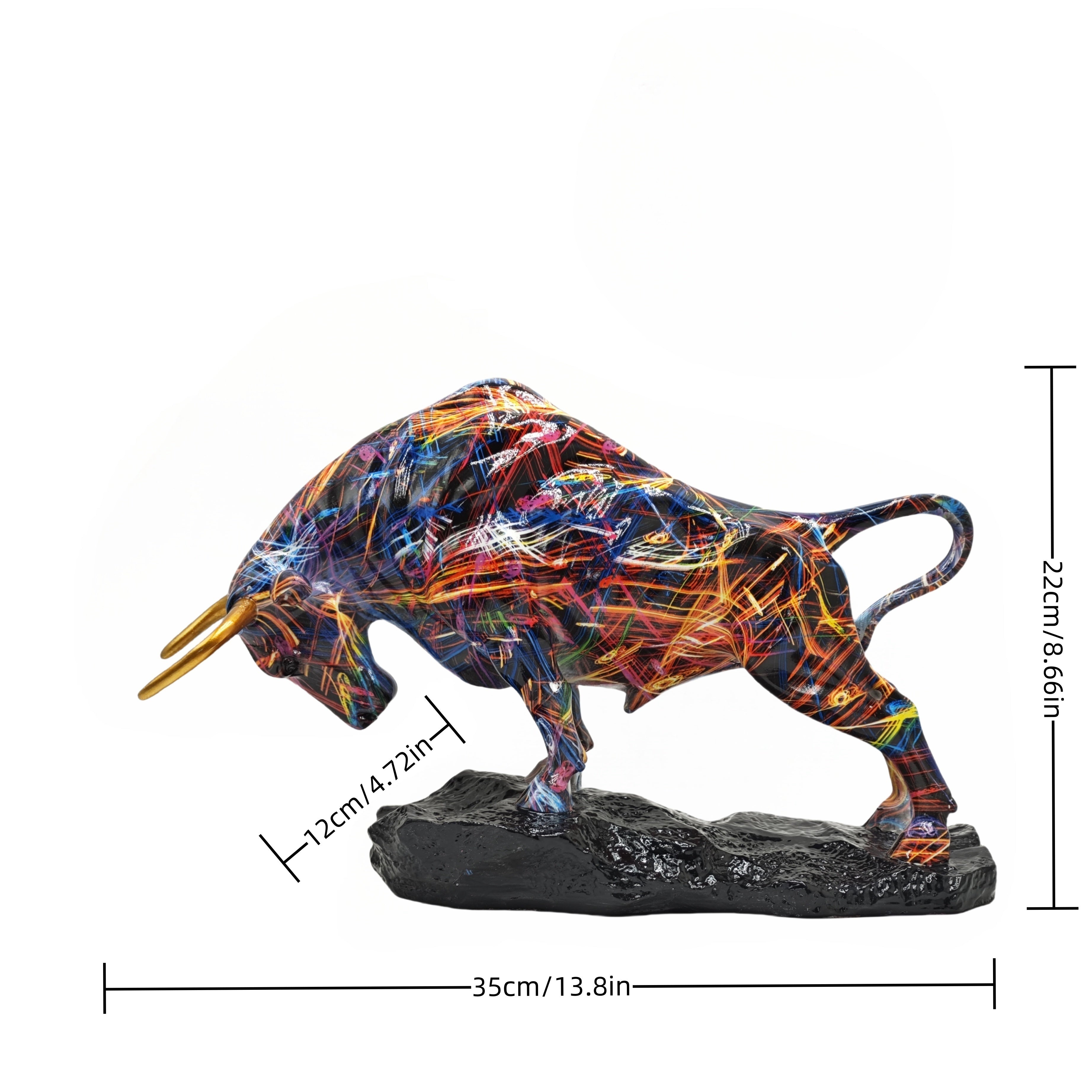 Tnessential Dazzling Wall Street-inspired Bronze Bull Statue 3D Decor