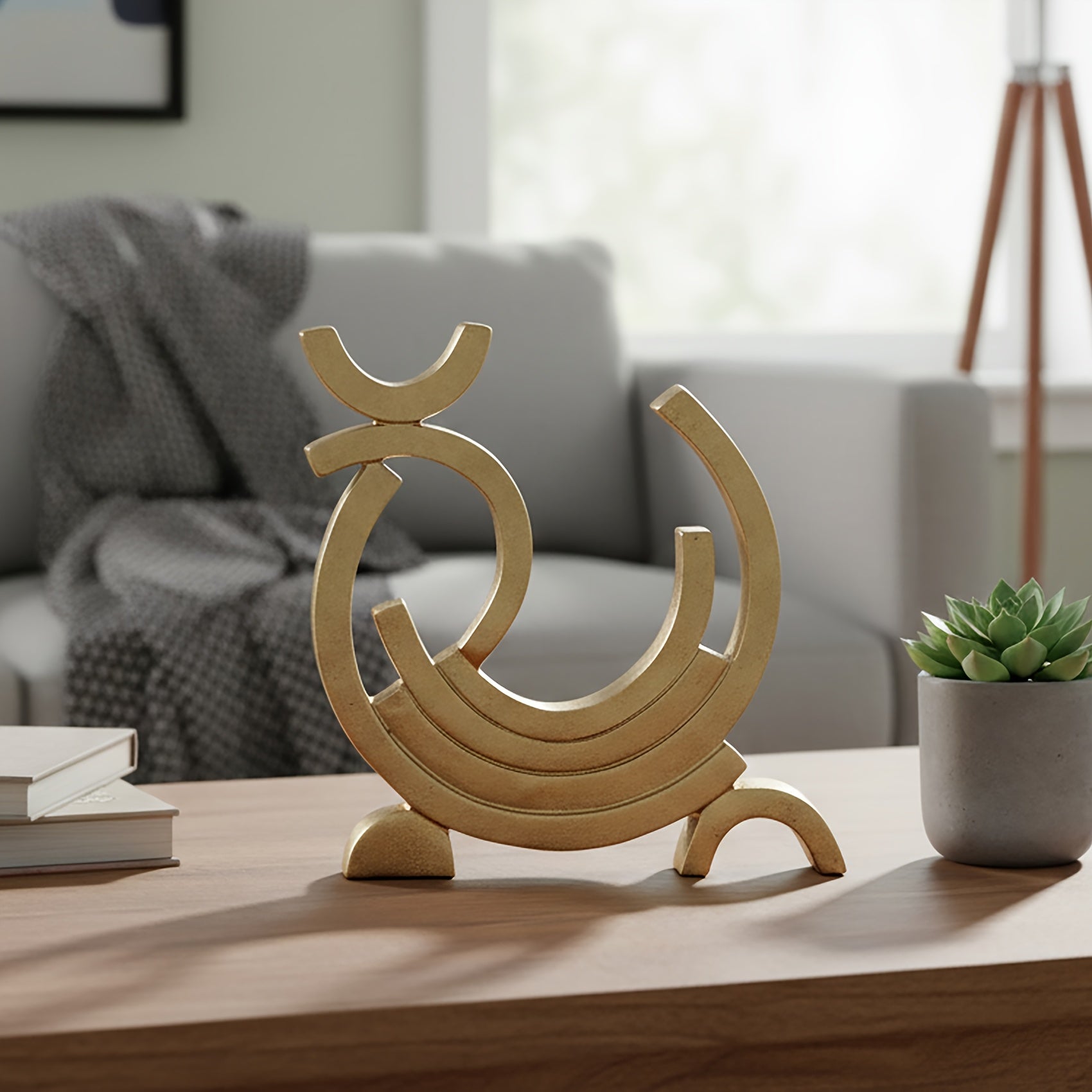 Tnessential Golden Abstract Statue 3D Decor