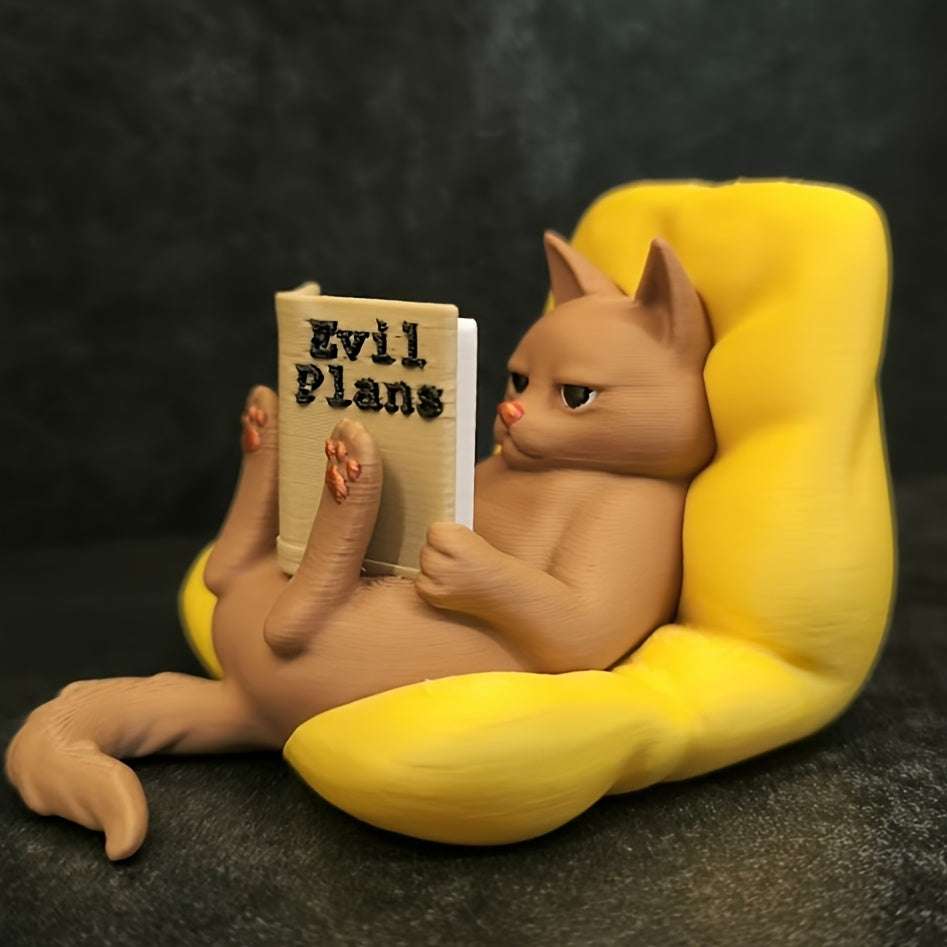 Tnessential Reading Cat a Charming Little Statue of a Cat Engrossed in 3D Decor