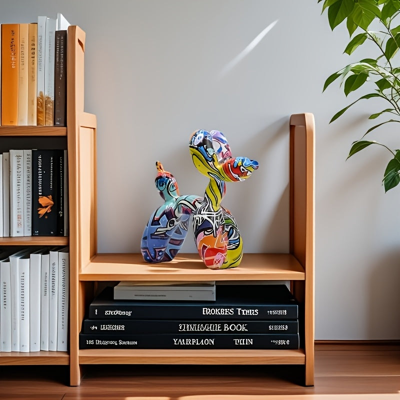 Tnessential Vibrant Graffiti Balloon Dog Sculpture 3D Decor