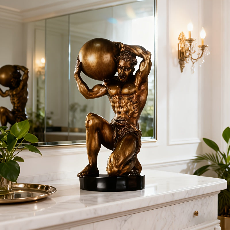 Tnessential Large Exquisite Hand-carved Muscular Hercules Statue 3D Decor