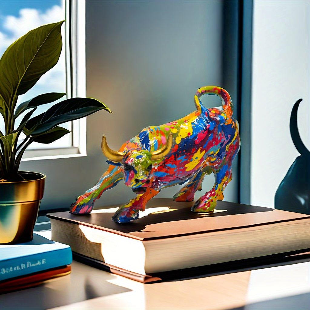 Tnessential Elegant & Powerful Resin Bull Ornament: Ideal Decor & Gift 3D Decor