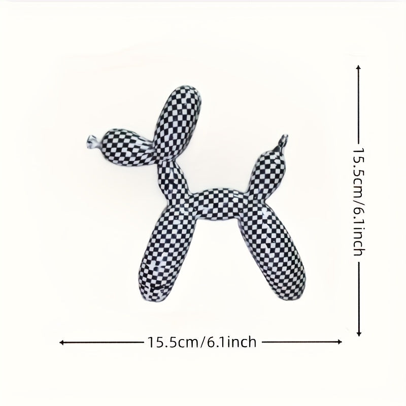 Tnessential Black and White Checkered Balloon Dog Sculpture 3D Decor