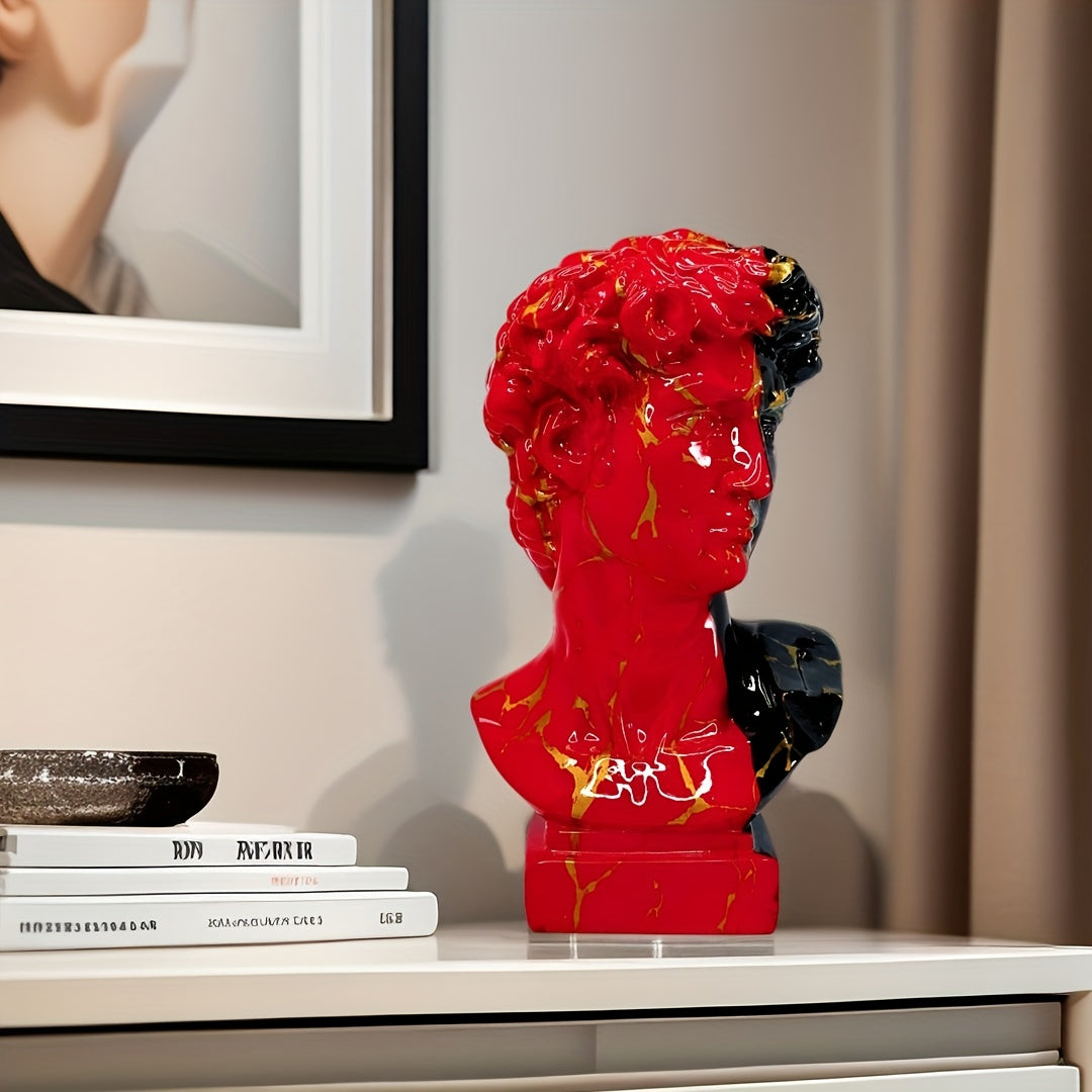 Tnessential Modern Art David Sculpture in Black and Red Color Scheme 3D Decor