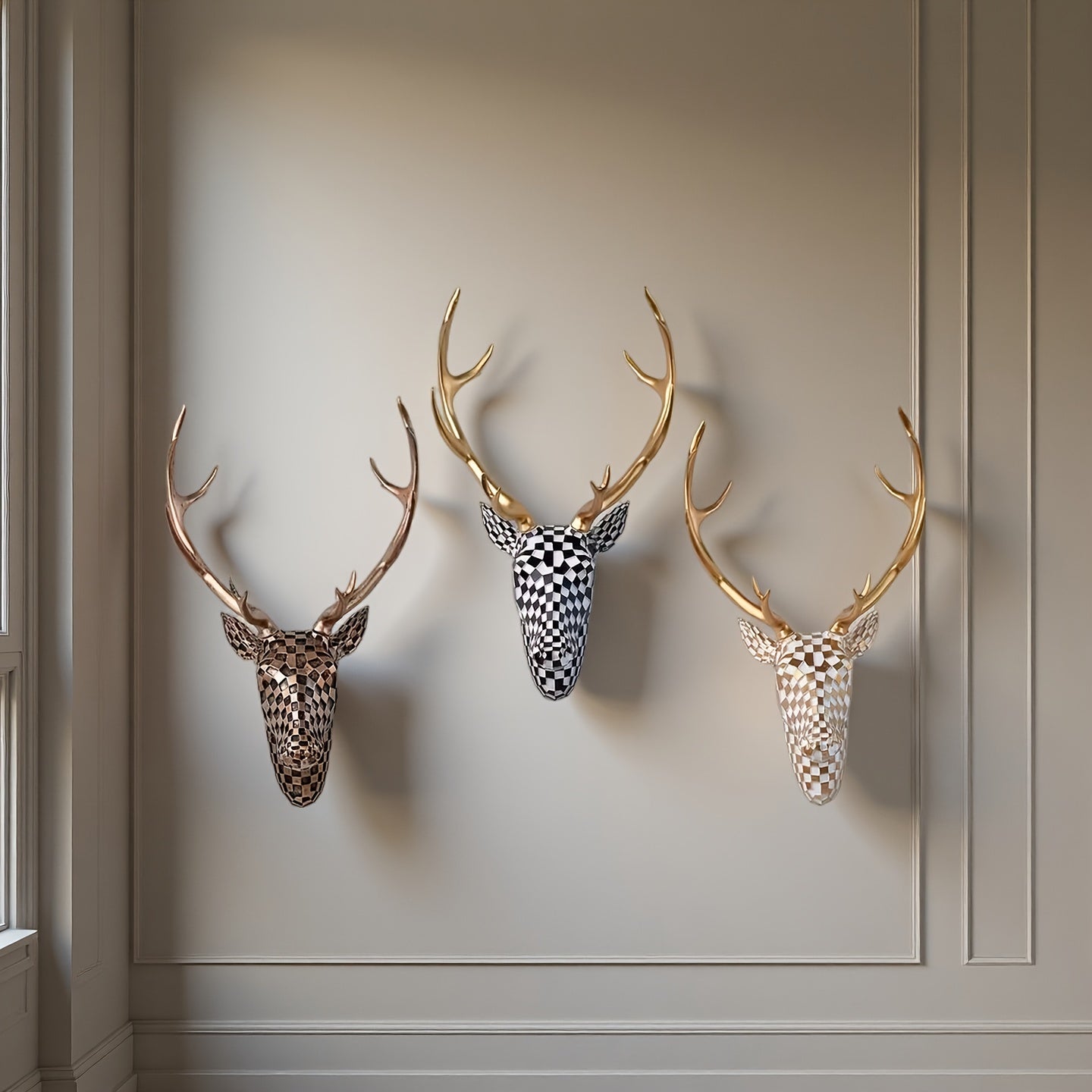 Tnessential Modern Mosaic Deer Head Wall Art 3D Decor