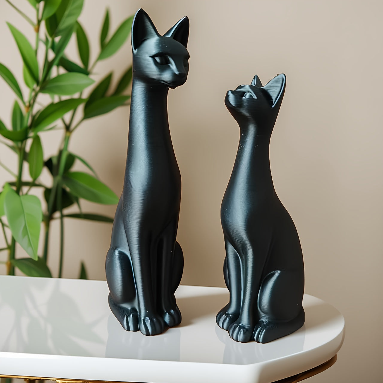 Tnessential Cat Statue Figurines 3D Decor