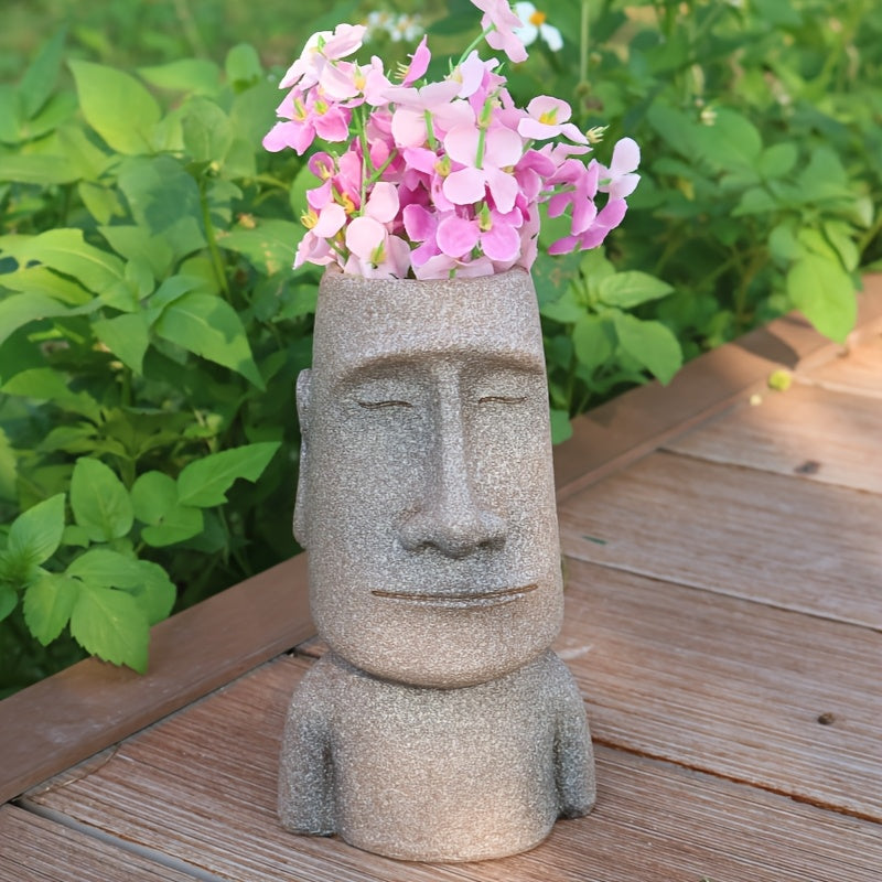 Tnessential WENYLE Creative Moai Stone Statue Flower Pot 3D Decor