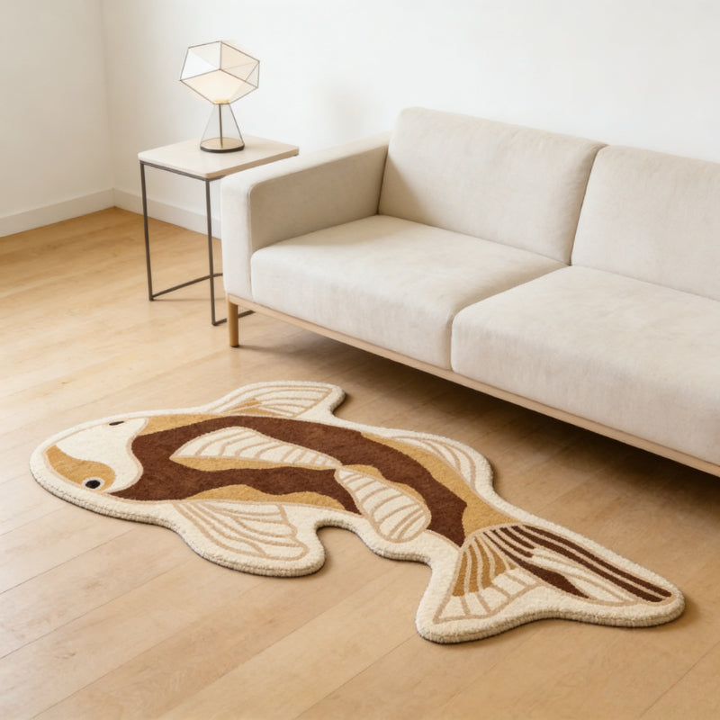 BROWN FISH RUG view 3