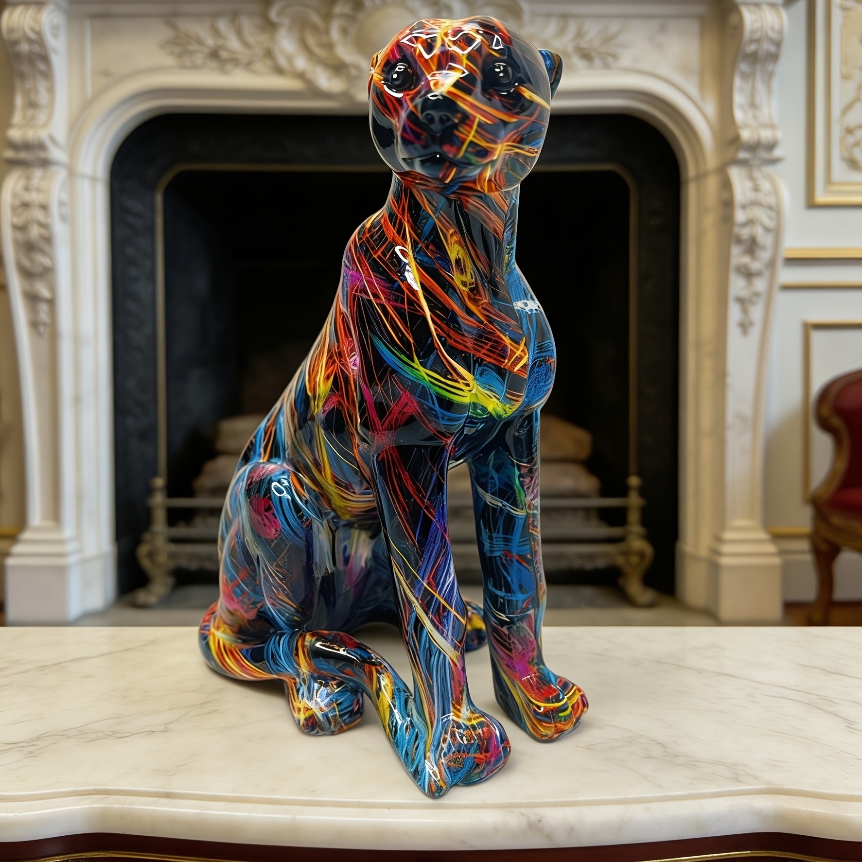 Tnessential Modern Black Panther Statue 3D Decor