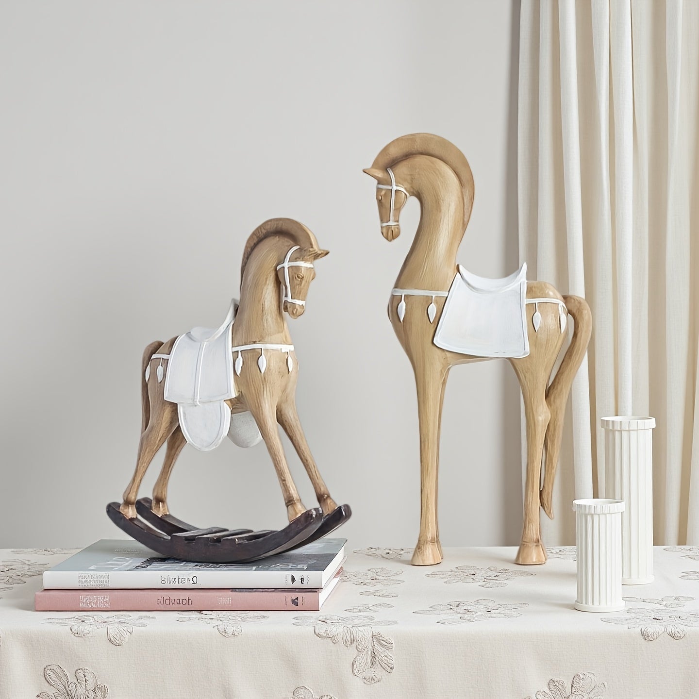 Tnessential Nordic-style Imitation Wood Horse Figurine 3D Decor