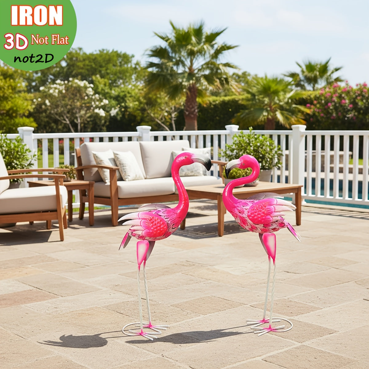 Tnessential Large Metal Pink for Flamingo Garden Statues and Sculptures 3D Decor