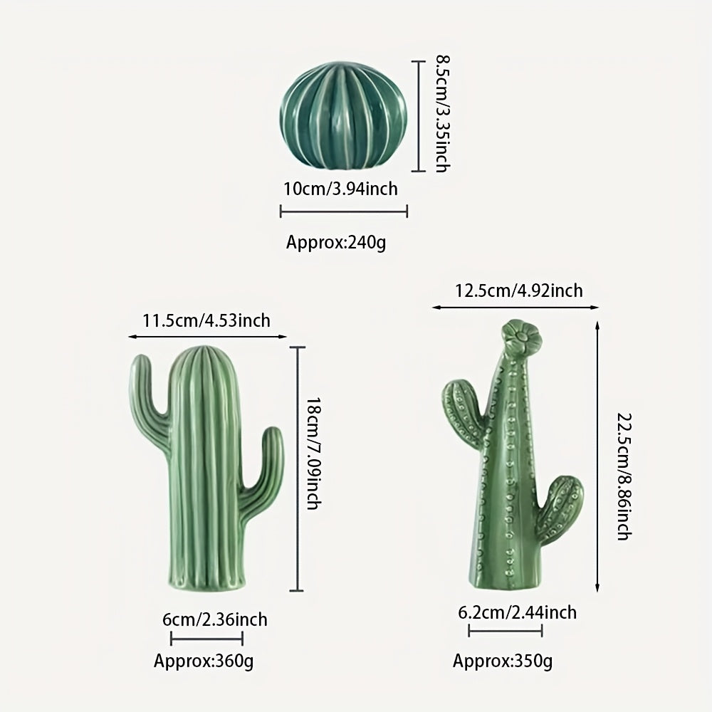 Tnessential Set of 2 Ceramic Cactus Ornaments 3D Decor
