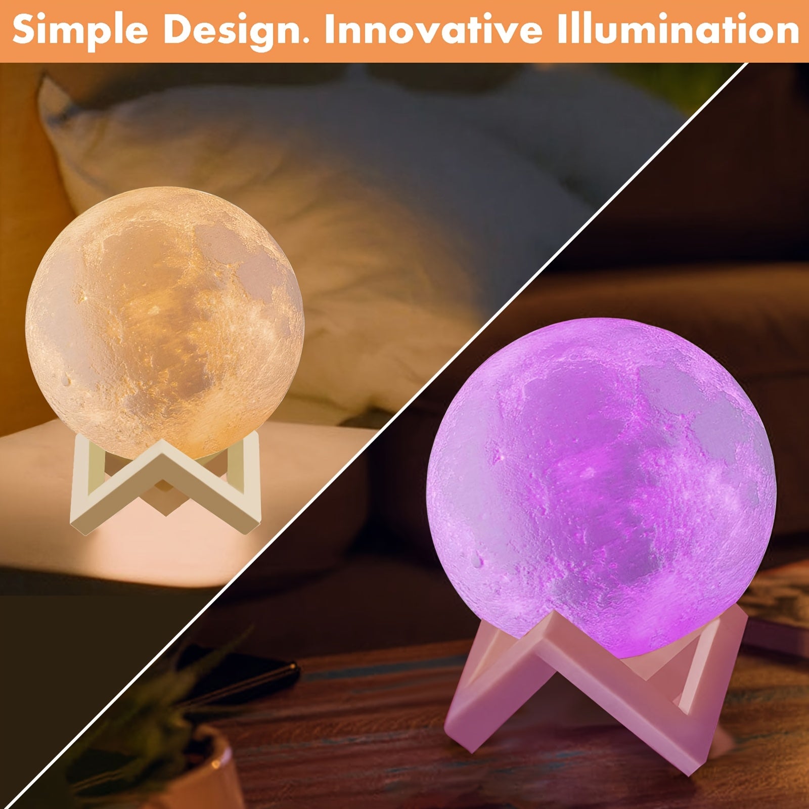 Tnessential PINOCO Smart Remote Control Moon Lamp with 128 Color 3D Decor