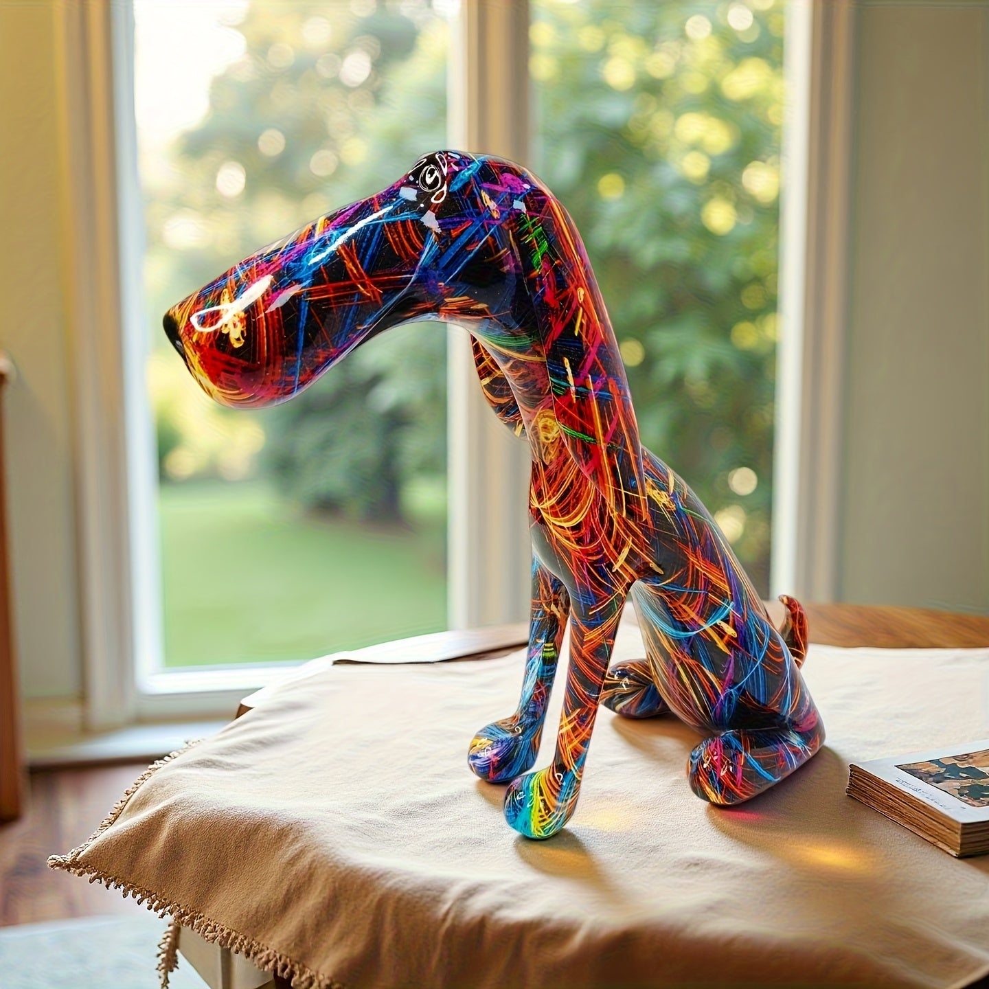Tnessential Colorful Dachshund Statue 3D Decor