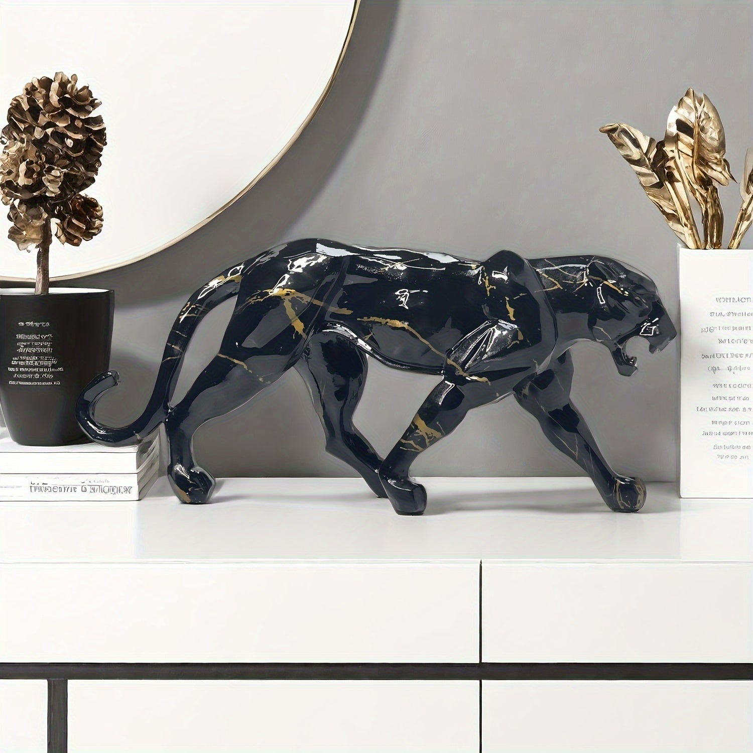 Tnessential Leopard Resin Statue 3D Decor