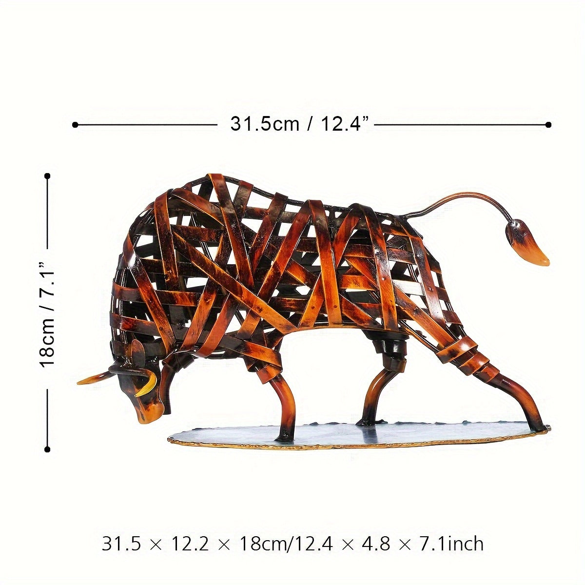 Tnessential Iron Woven Cow Metal Sculpture 3D Decor