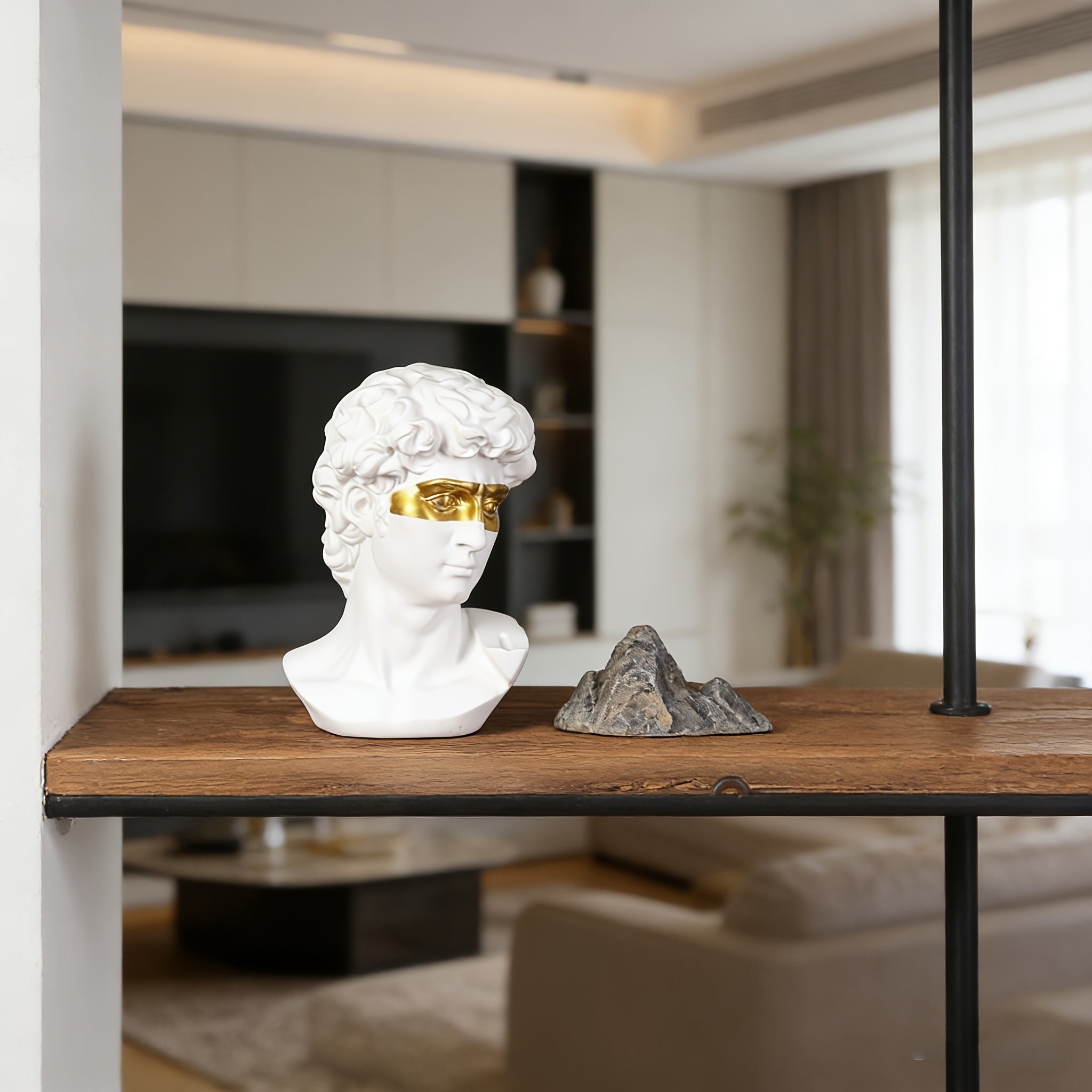 Tnessential Elegant Nordic-style David Sculpture with Golden Accents 3D Decor