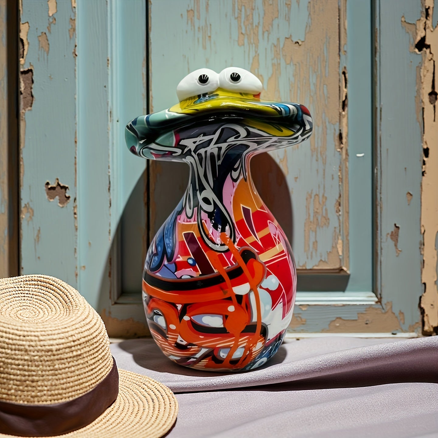 Tnessential Creative Graffiti Colorful Big-mouthed Frog Bottle Home 3D Decor