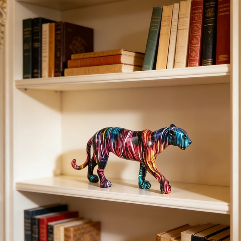 Tnessential Vibrant Graffiti Leopard Statue 3D Decor
