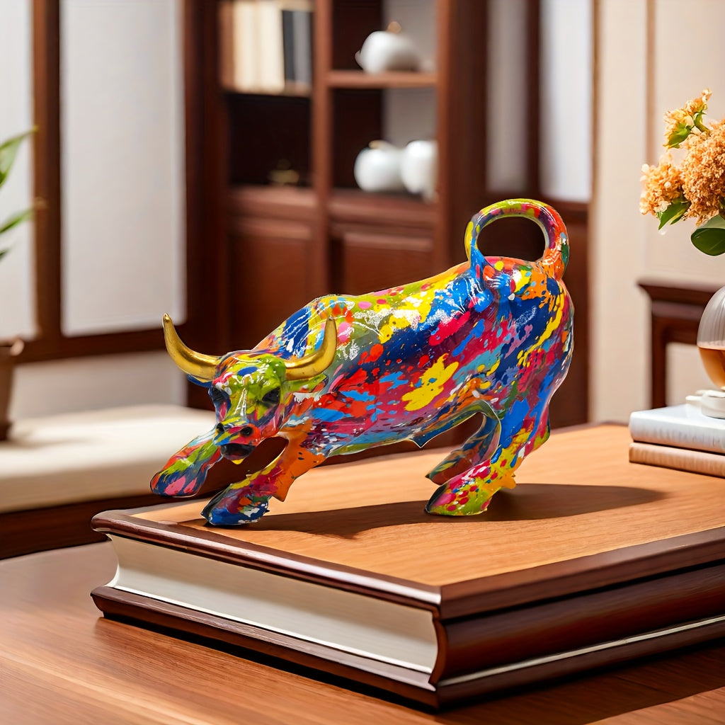 Tnessential Elegant & Powerful Resin Bull Ornament: Ideal Decor & Gift 3D Decor