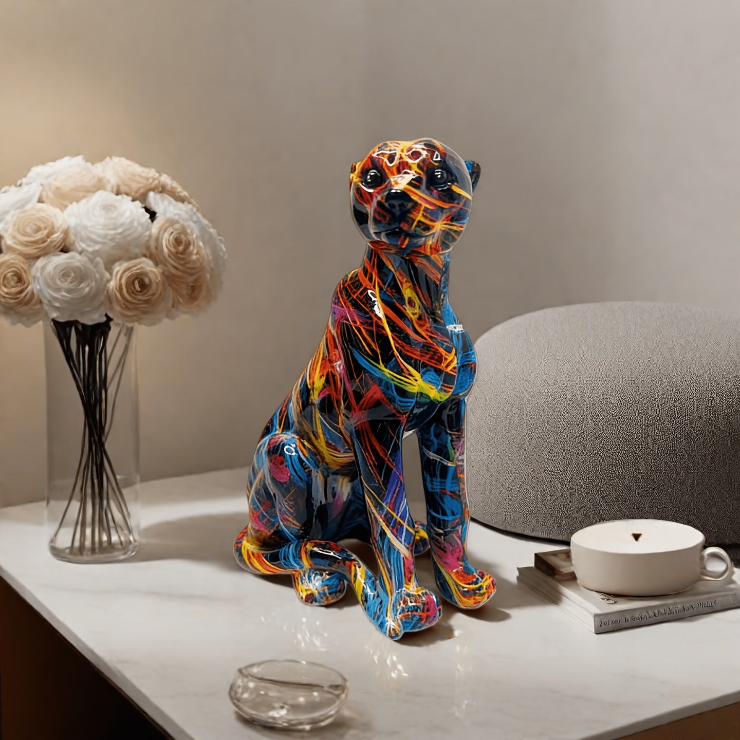 Tnessential Modern Black Panther Statue 3D Decor