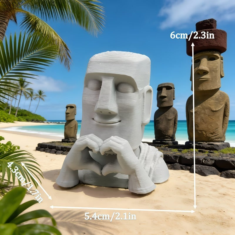 Tnessential Set of 3 Artistic Moai Statues 3D Decor