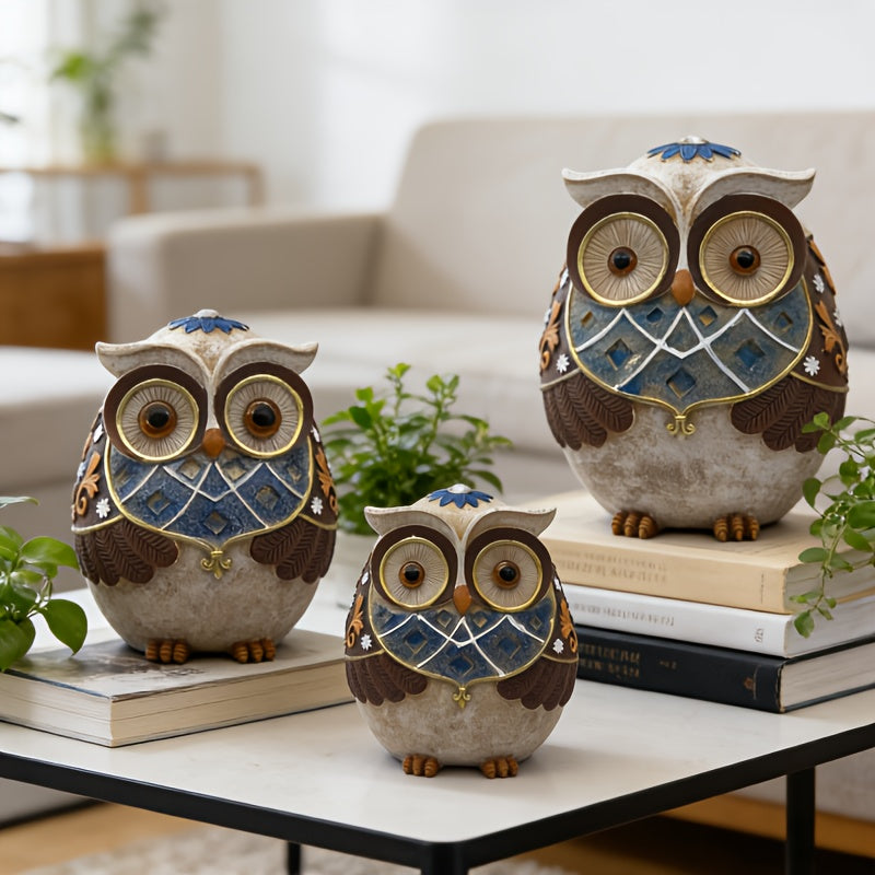 Tnessential Owl Statue Ornament 3 Styles American Retro TV Cabinet Bar 3D Decor