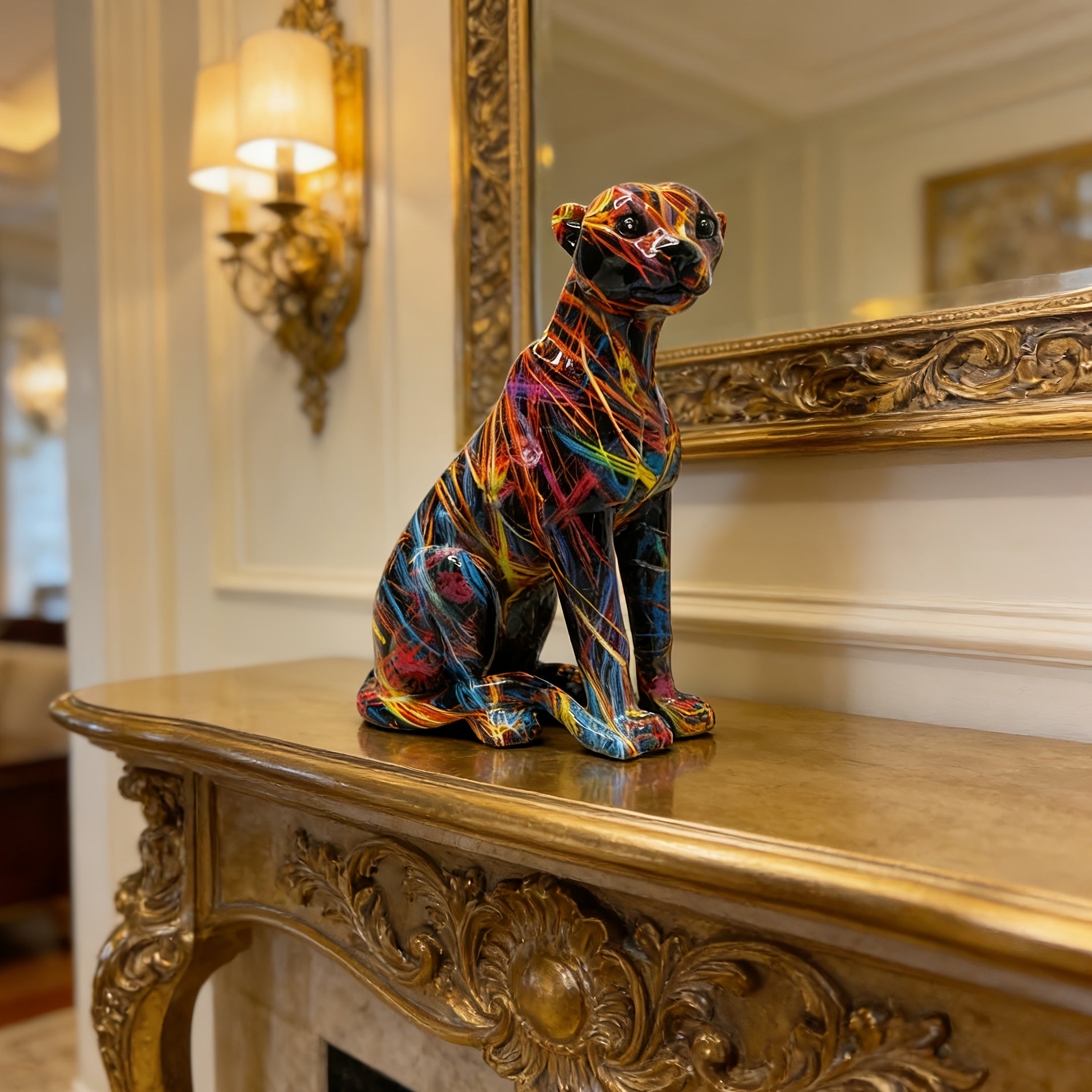 Tnessential Modern Black Panther Statue 3D Decor