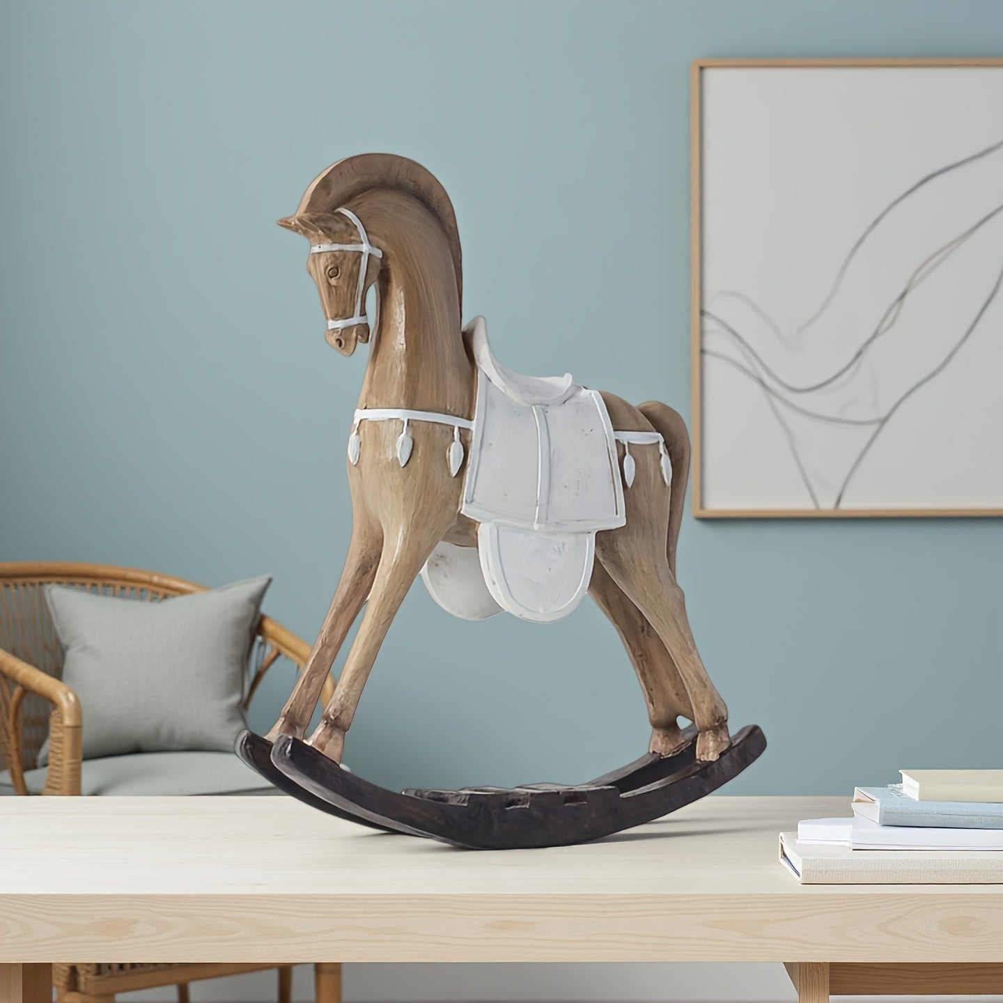 Tnessential Nordic-style Imitation Wood Horse Figurine 3D Decor