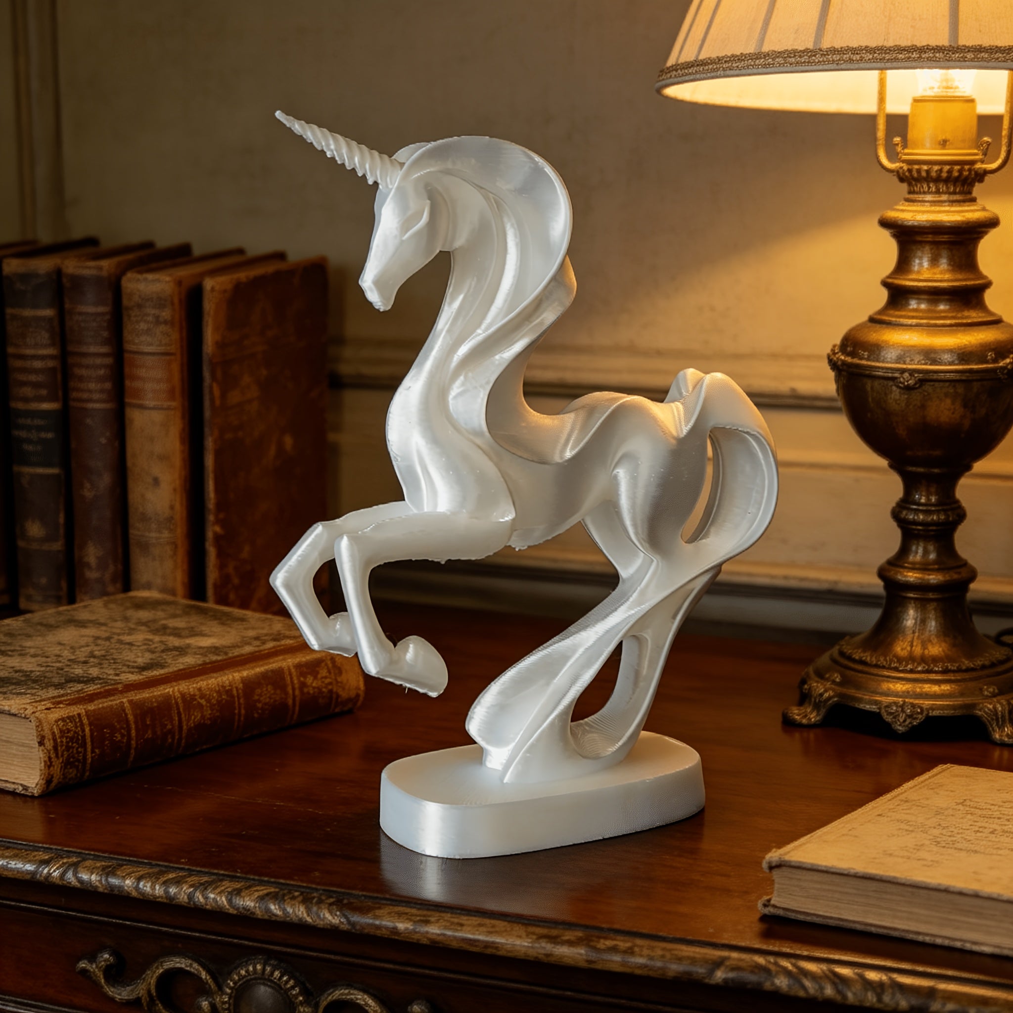 Tnessential Minimalist White Unicorn Art Sculpture 3D Decor