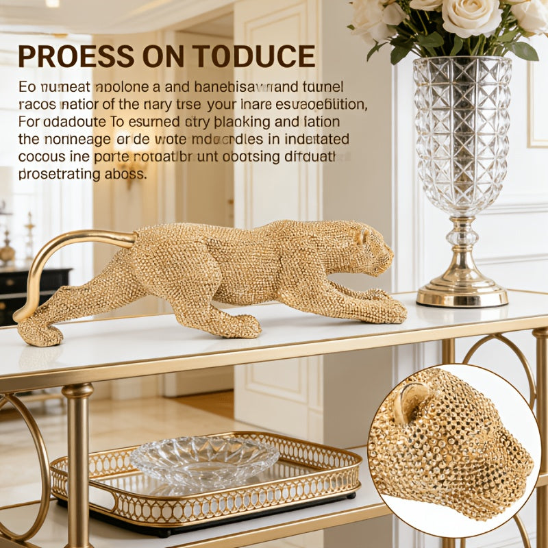 Tnessential Beaded Leopard Animal Statue Ornament 3D Decor