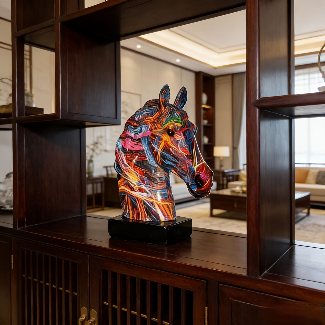Tnessential Colorful Artistic Horse Head Ornament 3D Decor