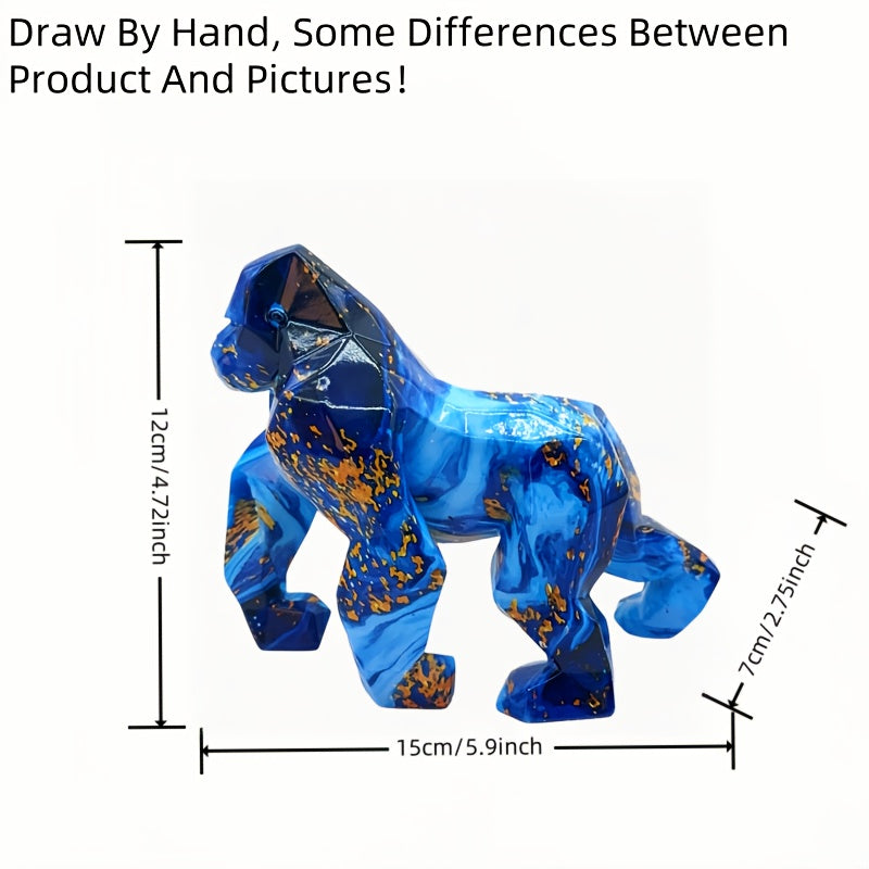 Tnessential Creative Geometric Design Walking Gorilla Resin Statue 3D Decor