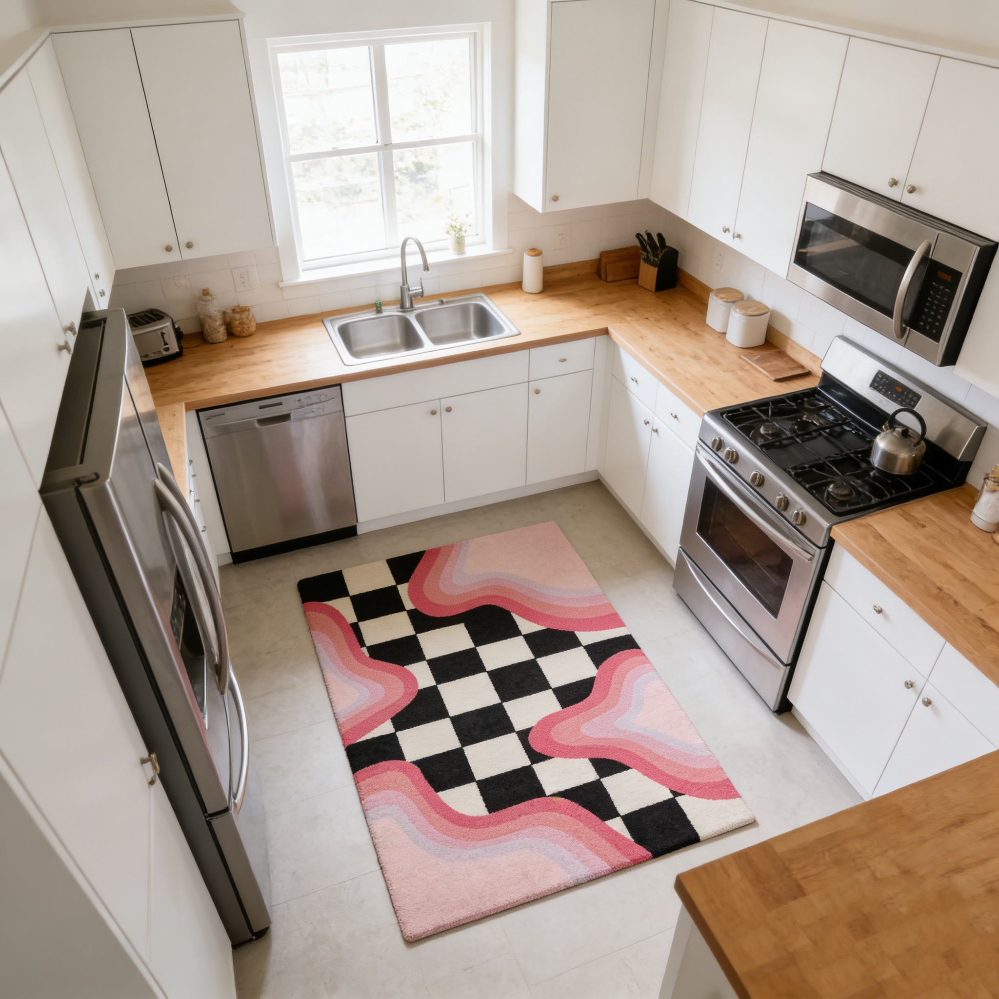 PINK CHECKERED 6 RUG view 5