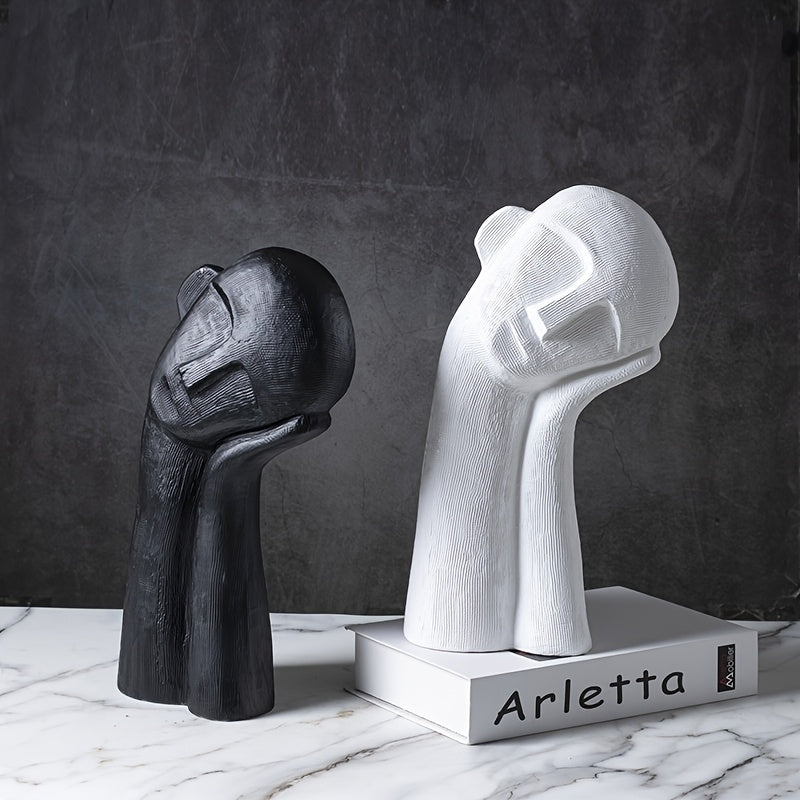 Tnessential Black and White Tilted Head and Chin Portrait Figure 3D Decor
