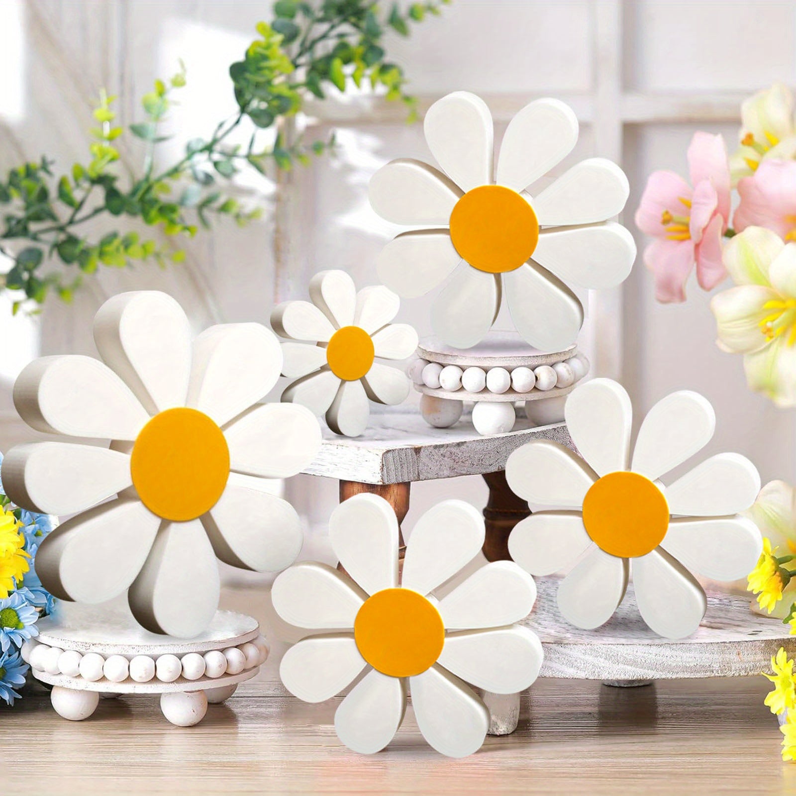 Tnessential Farmhouse Literary Decor 3D Daisy Ornaments 3D Decor