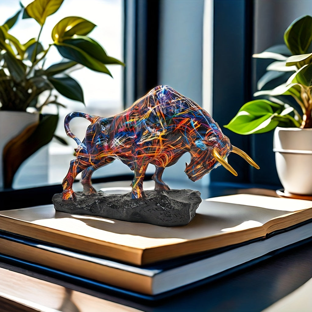 Tnessential Dazzling Wall Street-inspired Bronze Bull Statue 3D Decor