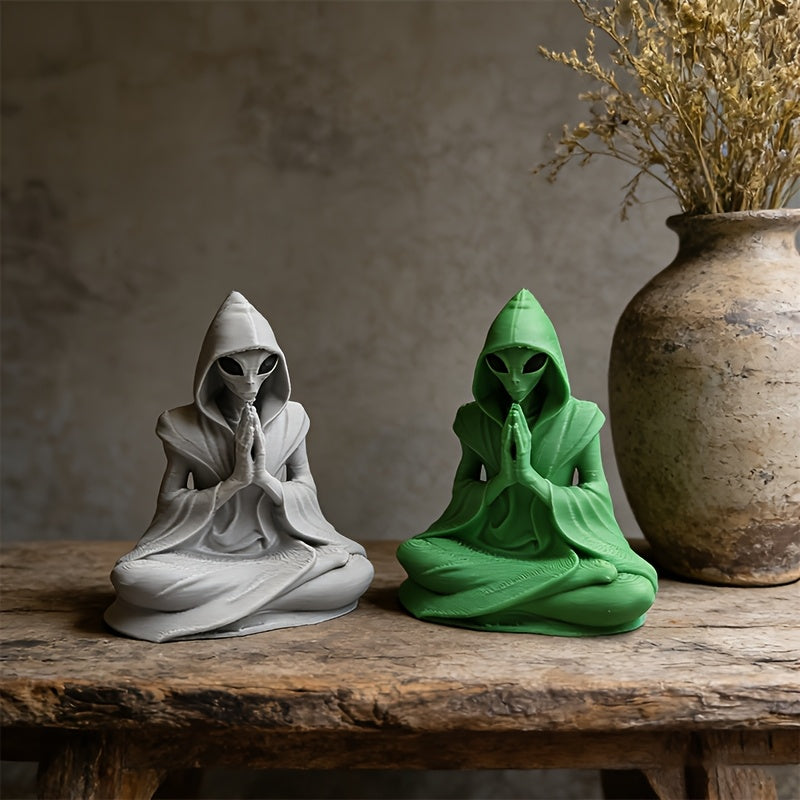 Tnessential Printed Meditating Alien Figurine 3D Decor