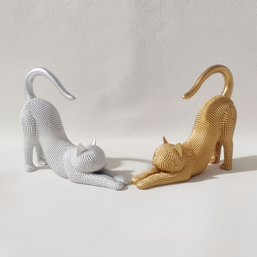 Tnessential Modern Charm Beaded Cat Statue 3D Decor
