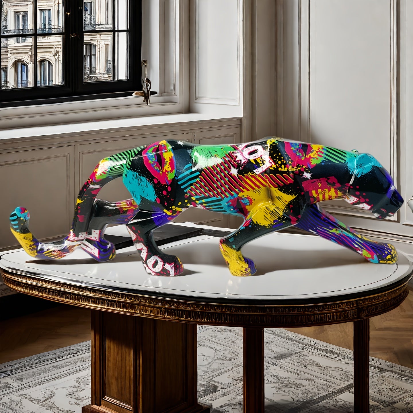 Tnessential Geometric Leopard-shaped Ornament 3D Decor