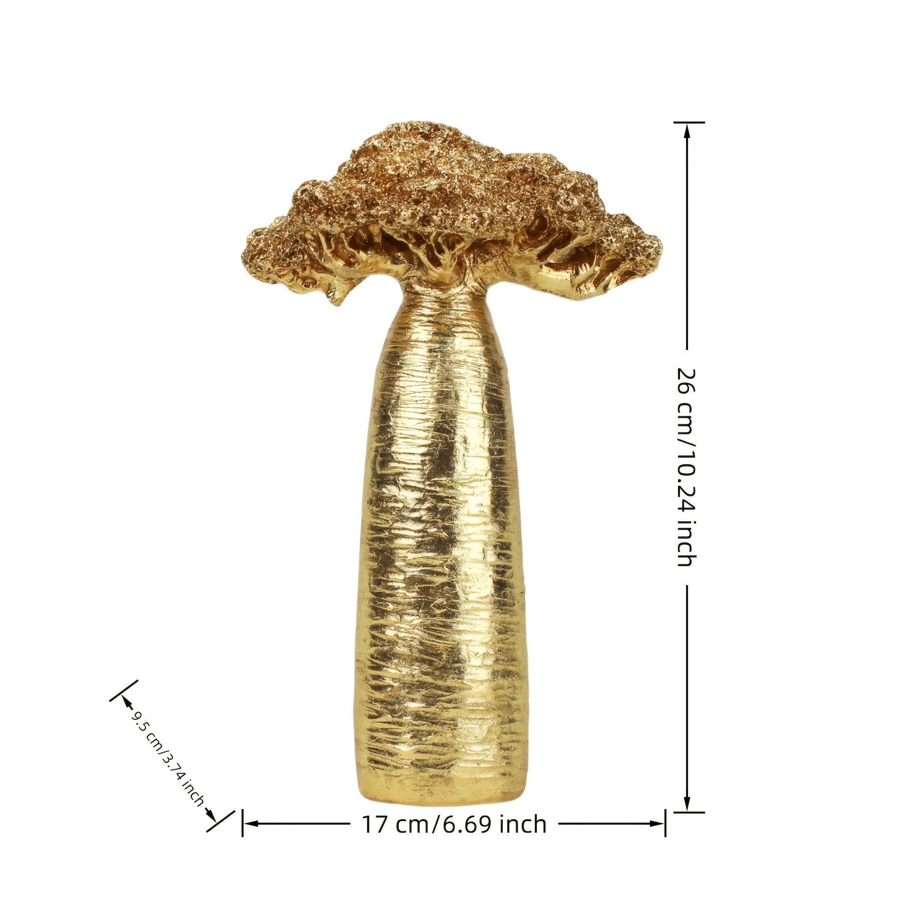 Tnessential Elegant Golden Baobab Tree Sculpture 3D Decor