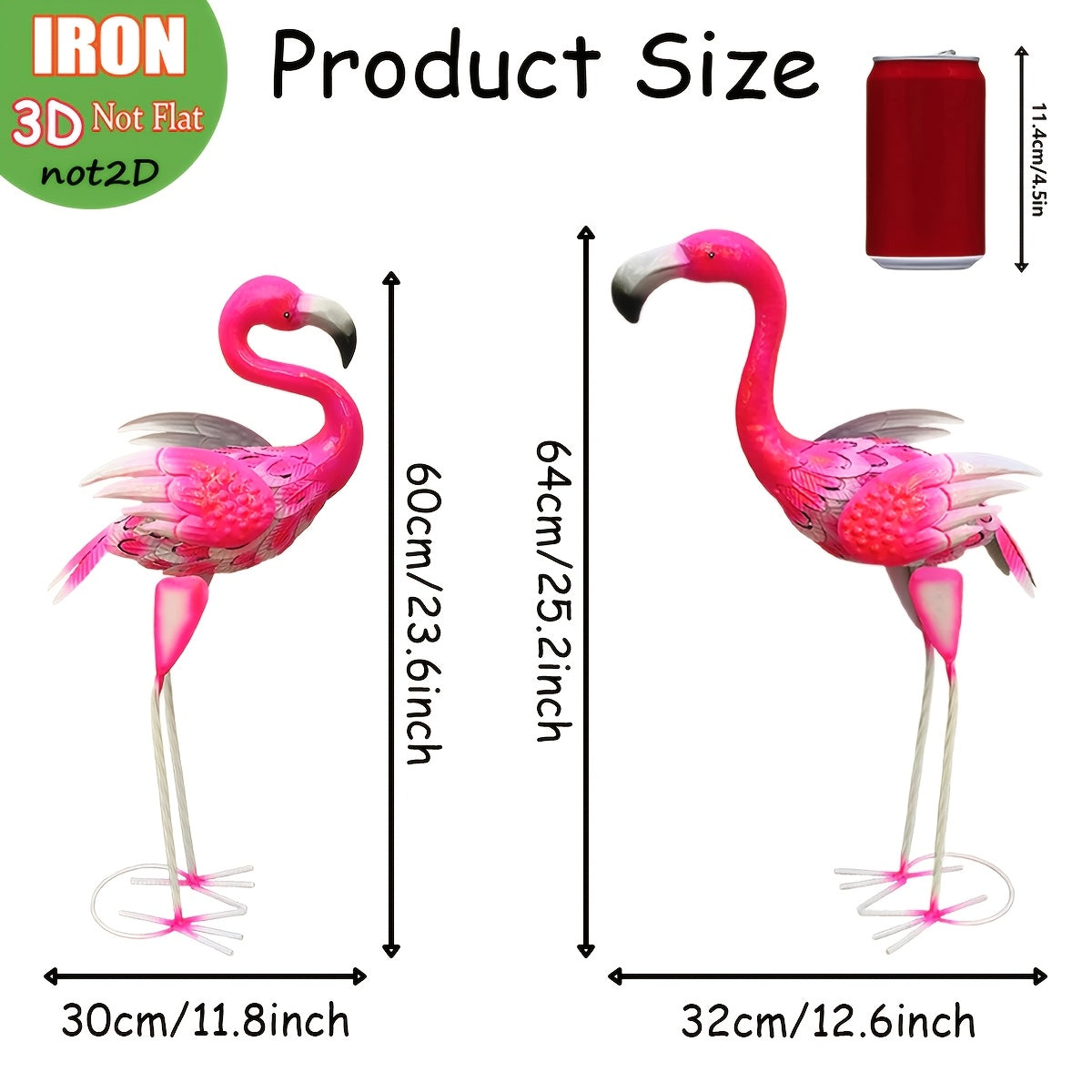 Tnessential Large Metal Pink for Flamingo Garden Statues and Sculptures 3D Decor