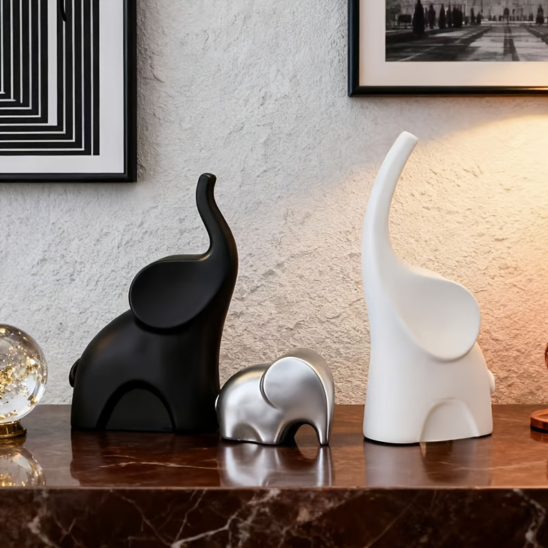 Tnessential Modern Minimalist Elephant Figurine for a Family of Three 3D Decor