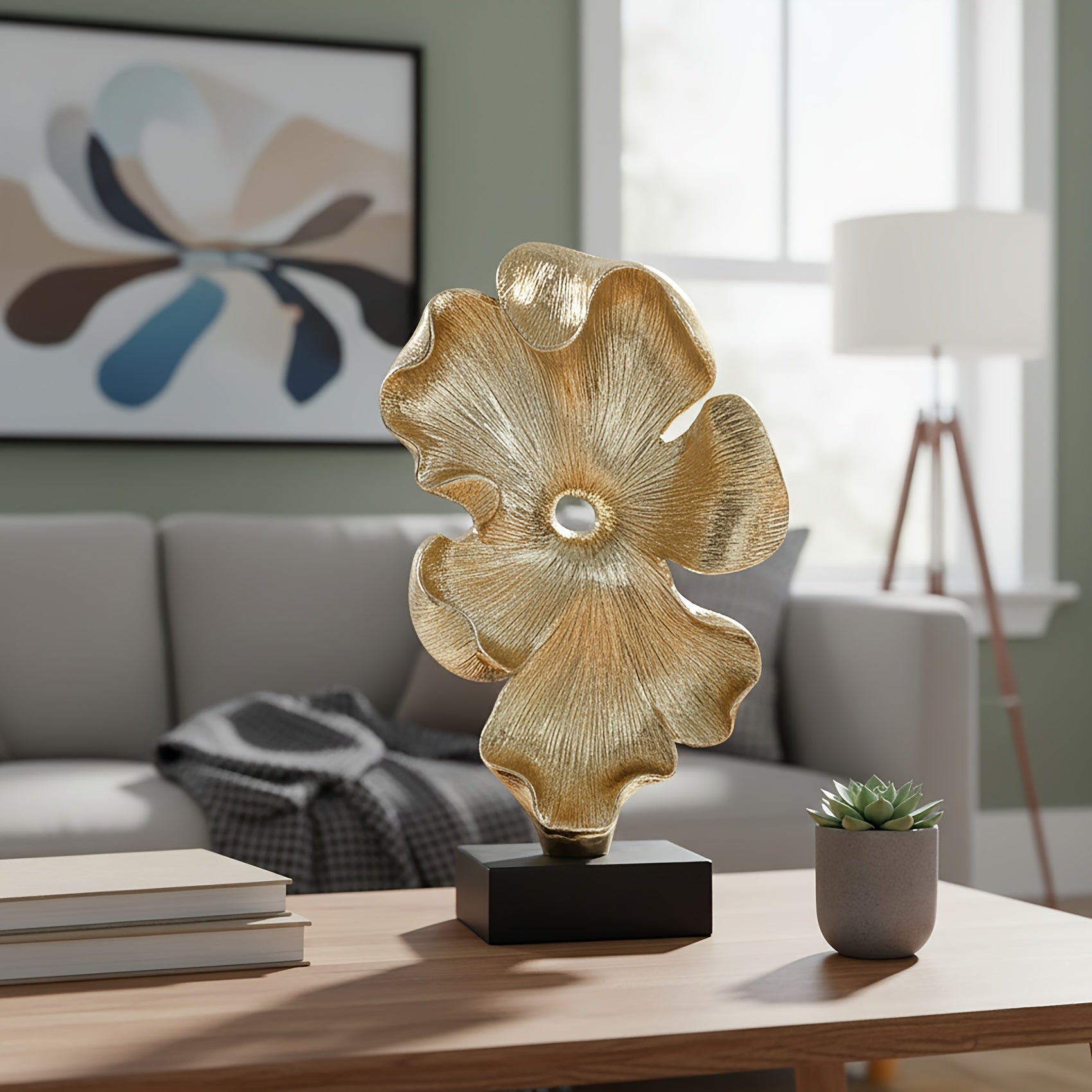 Tnessential Golden Abstract Statue 3D Decor