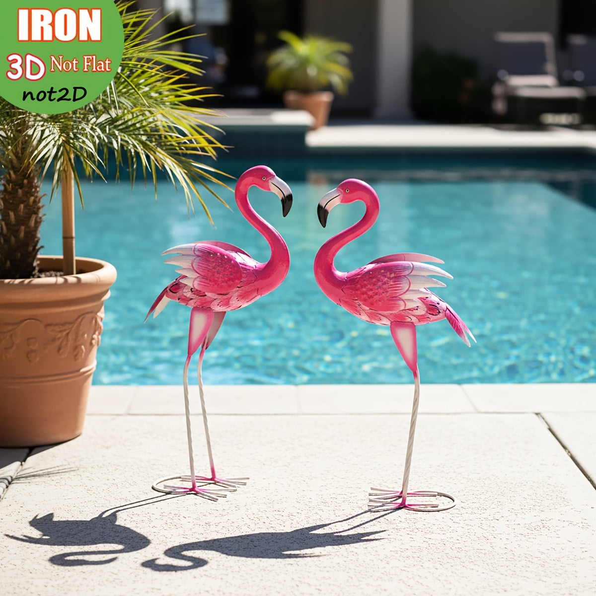 Tnessential Large Metal Pink for Flamingo Garden Statues and Sculptures 3D Decor